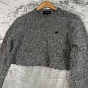 Brooks Brothers Scottish Lambswool Cable Knit Sweater Size L Gray - CUSTOM CROP